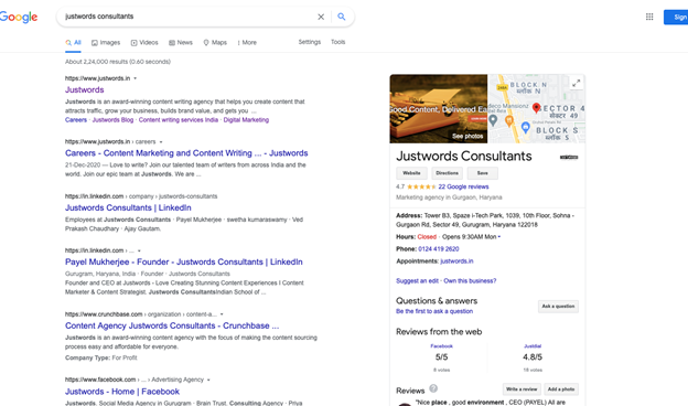 Google knowledge panel