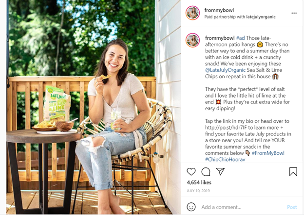 Instagram post showing a brand collaboration with a content creator