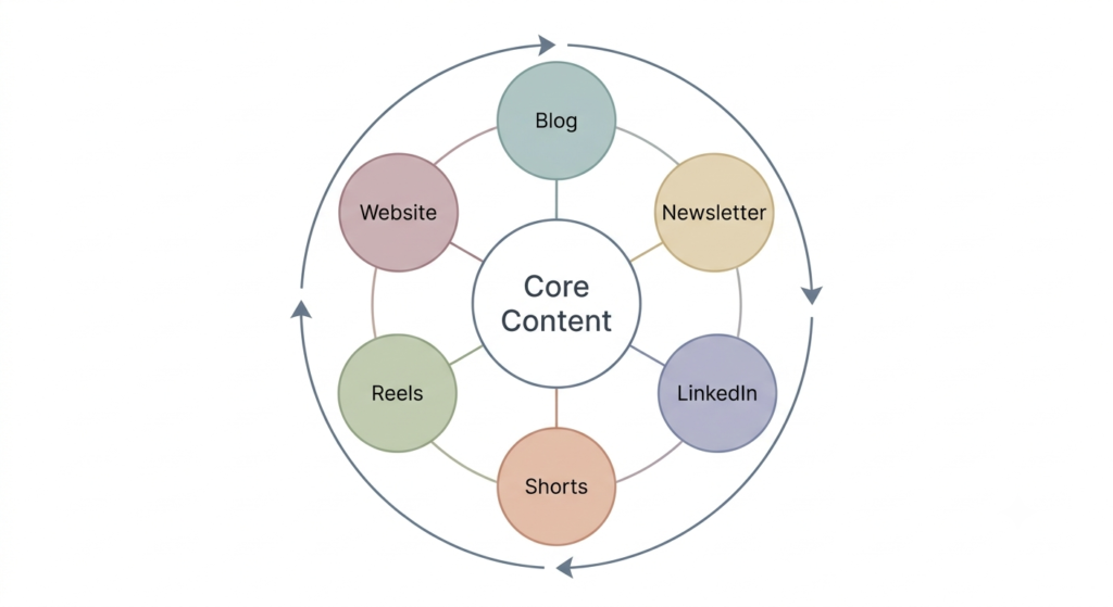 One content asset repurposed into multiple marketing formats