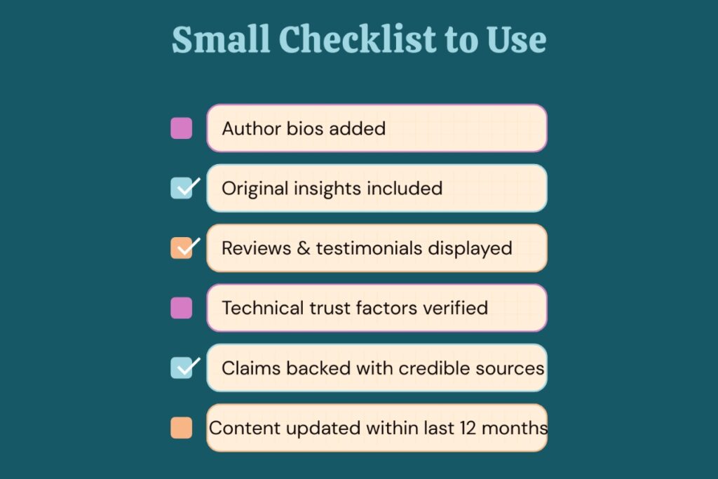 Small Checklist to use
