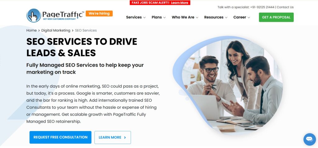 PageTraffic SEO Webpage